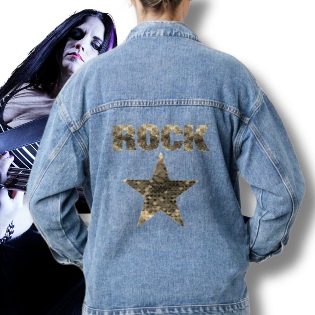 Rock Star Gold Letters Blue Jeansjacke (Von Creator hochgeladen)