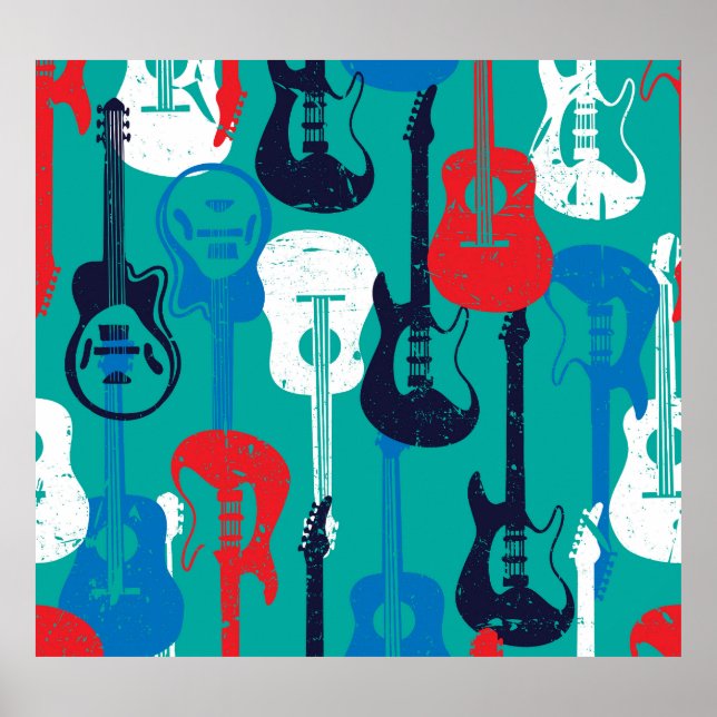 Rock Star: Grunge Gitarrenmuster Poster (Vorne)