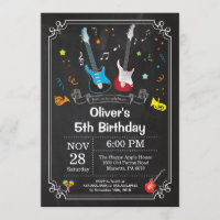 Rock Star Guitar Anniversaire Invitation Musique B