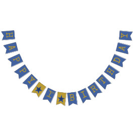 Rock Star Happy Birthday Party Banner Blue Gold
