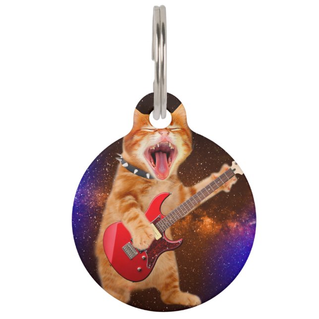 Rock-Star-Katze Haustiermarke (Vorderseite)