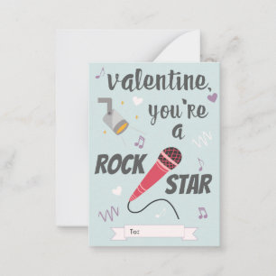 Rock-Star-Klassenzimmer Valentinstag Mitteilungskarte