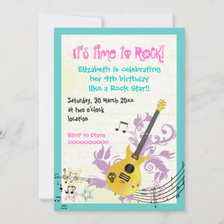 Rock star mädchenhafte Gitarre Geburtstag Einladung