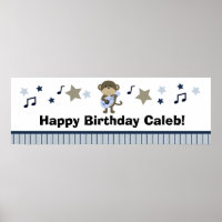 Rock Star Monkey Birthday Party Baby Shower Banner