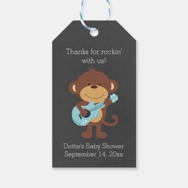 Rock Star Monkey Chalkboard Geschenkmarke Geschenkanhänger (Vorderseite)