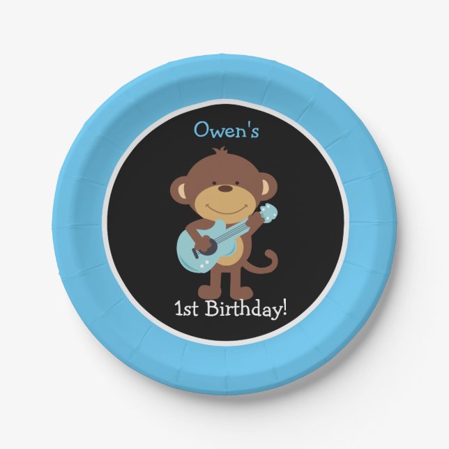 Rock Star Monkey Papierplatte / Custom Colors! Pappteller (Vorderseite)