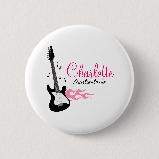 ROCK STAR PINK BABY SHOWNAME TAG-SCHALTFLÄCHE BUTTON (Vorderseite)