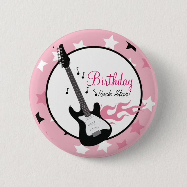 ROCK STAR PINK BIRTHDAY BUTTON - CUSTOM! (Vorderseite)