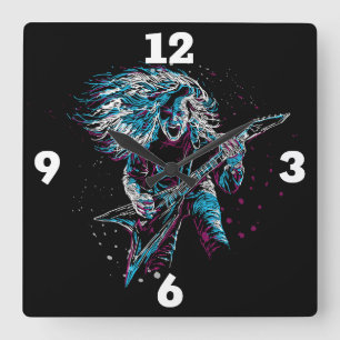 Rock Star Quadratische Wanduhr