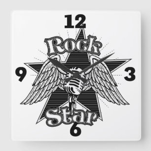 Rock Star Quadratische Wanduhr