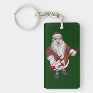 Rock Star Santa mit Red Electric Gitarre Schlüsselanhänger