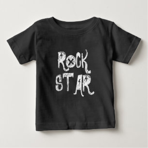 Rock Star Schwarz-weißer Schädel Baby T-shirt