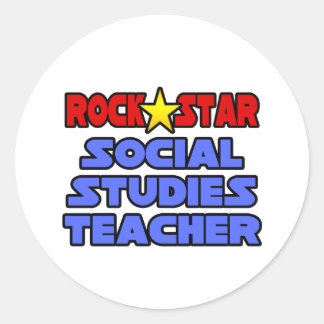 Rock Star Social Studies Lehrer Runder Aufkleber