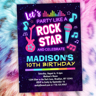Rock Star Thema Geburtstagsparty Einladung