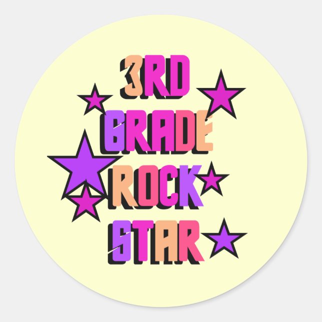 Rock Star Tshirts und Geschenke der dritten Klasse Runder Aufkleber (Vorderseite)