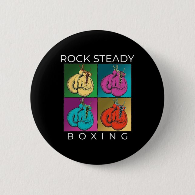 Rock Steady Boxing Multi-Farb-Handschuhe Button (Vorderseite)