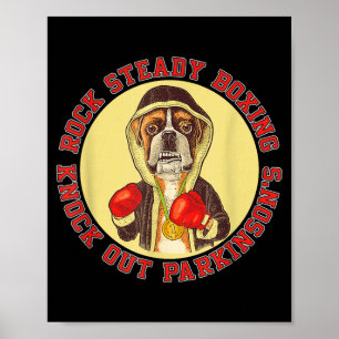 Rock Steady Boxing Parkinson - Boxerhund mit Rot Poster