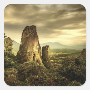 Rock Sunset in Griechenland Quadratischer Aufkleber