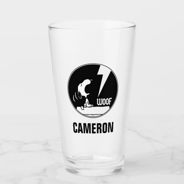 Rock-T-Shirts | Snoopy Howling | Name hinzufügen Glas (Vorderseite)