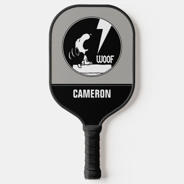 Rock-T-Shirts | Snoopy Howling | Name hinzufügen Pickleball Schläger (Vorderseite)