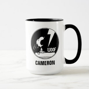 Rock-T-Shirts Snoopy Howling Name hinzufügen Tasse