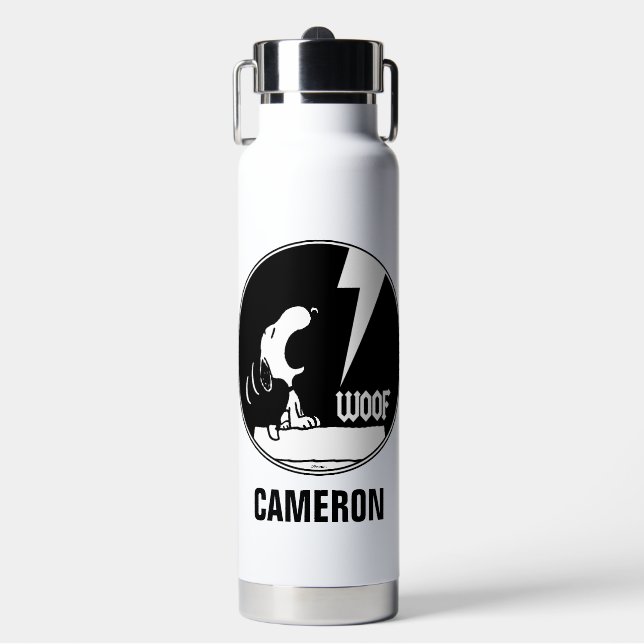 Rock-T-Shirts | Snoopy Howling | Name hinzufügen Trinkflasche (Vorderseite)