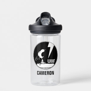 Rock-T-Shirts Snoopy Howling Name hinzufügen Trinkflasche