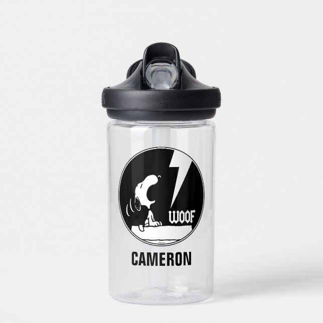 Rock-T-Shirts | Snoopy Howling | Name hinzufügen Trinkflasche (Vorne)