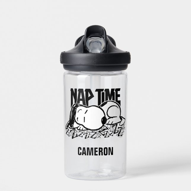 Rock-T-Shirts | Snoopy Nickerchen Time | Name hinz Trinkflasche (Vorne)