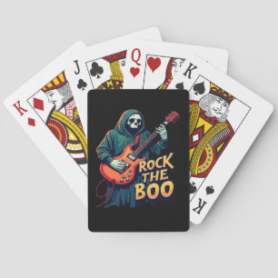 Rock the Boo - Halloween Skeleton Gitarrendesign Spielkarten