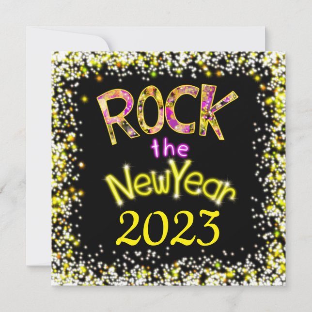 Rock the New Year Fun Rockin-Party Einladungen (Vorderseite)