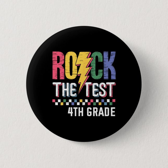 Rock The Test 4th Grade Testing Day Teacher Studen Button (Vorderseite)