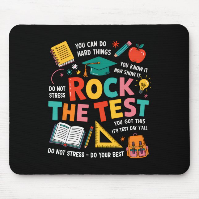 Rock The Test Funny Testing Day Teacher Student Te Mousepad (Vorne)