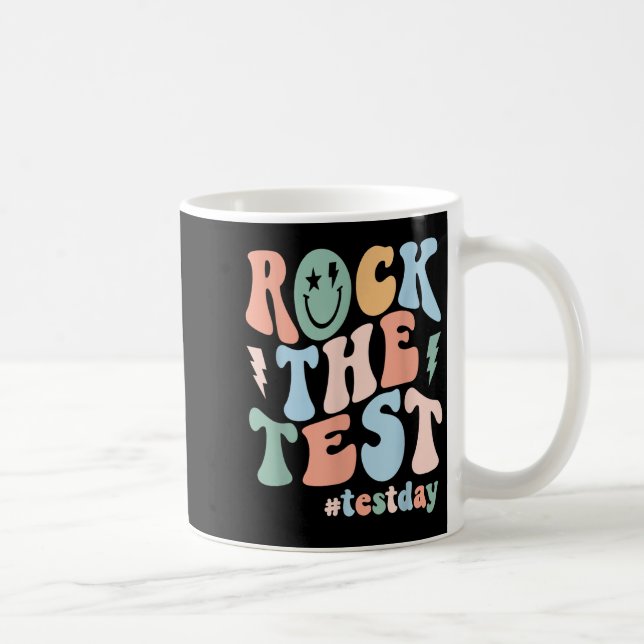 Rock The Test Testing Day Retro Motivational Teach Kaffeetasse (Rechts)
