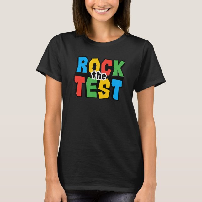 Rock The Test Testing Day Retro Motivational Teach T-Shirt (Vorderseite)