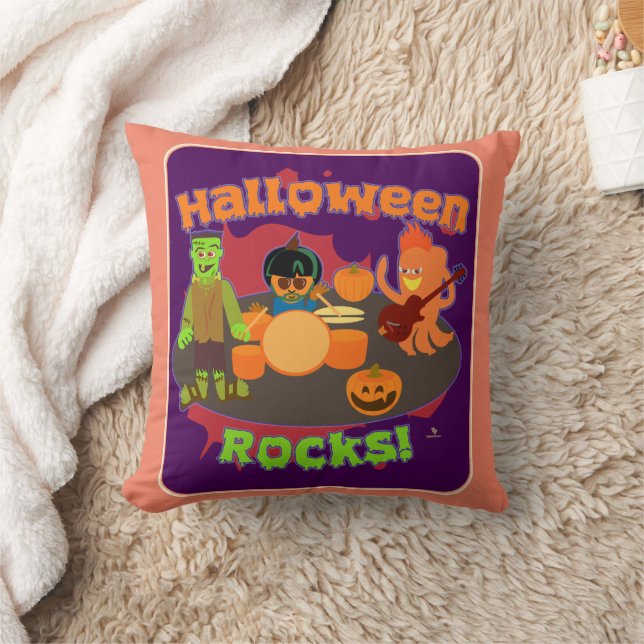 Rock This Halloween Cartoon Band Kissen (Decke)