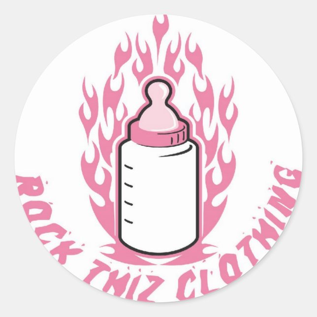 Rock Thiz Kleideraufkleber Pink Baby Flasche Runder Aufkleber (Vorderseite)