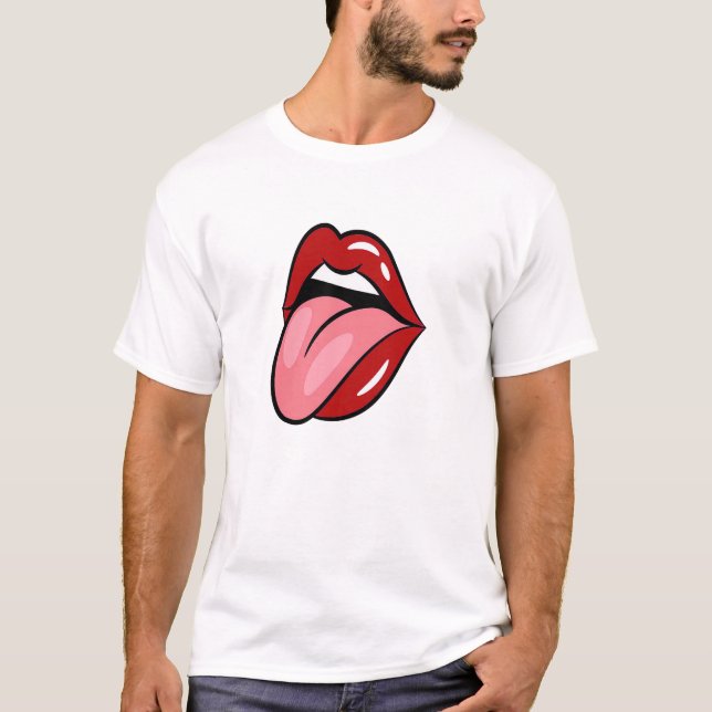 Rock-u. Rollenzunge-heraus Lippen T-Shirt (Vorderseite)