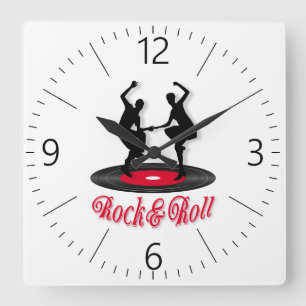 Rock und Roll Quadratische Wanduhr