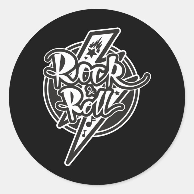 ROCK UND ROLLE RUNDER AUFKLEBER (Vorderseite)