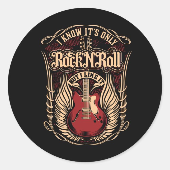 ROCK UND ROLLE RUNDER AUFKLEBER (Vorderseite)
