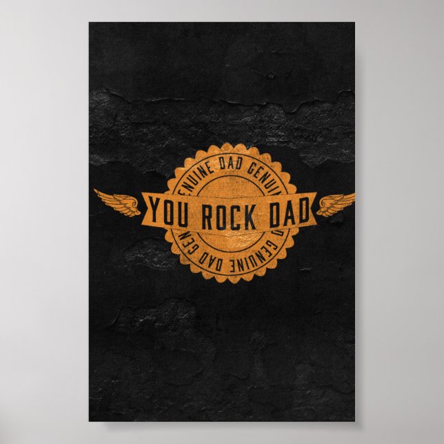 Rock Vater Orange Black Emblem Poster (Vorne)
