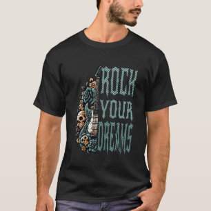 Rock Your Dreams Skull Gitarre Grafik T-Shirt