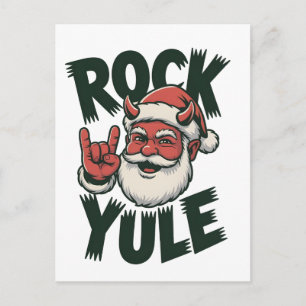Rock Yule Weihnachtsmann Teufelshörner Yule Krampu Einladungspostkarte