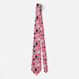 Rockabilly 1950er Poodle Pattern Pink Sock Hop Krawatte
