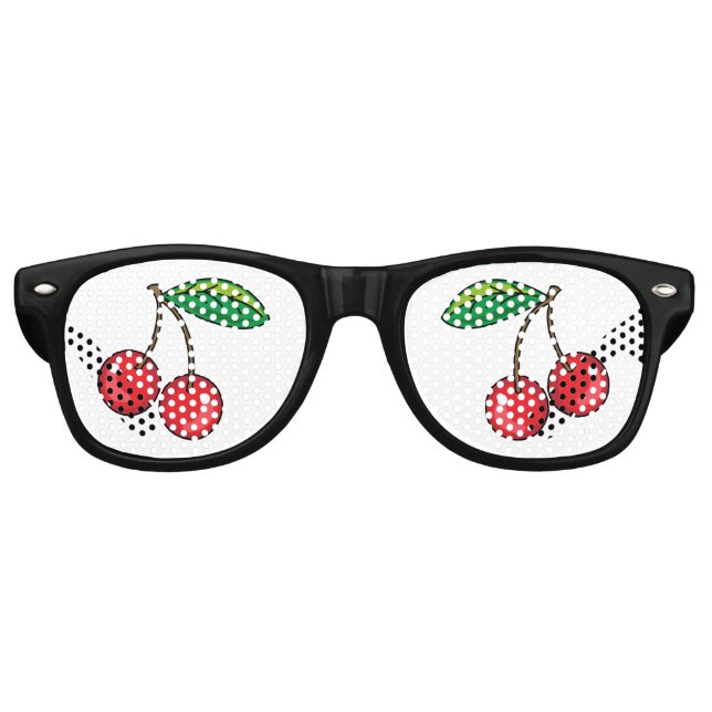Rockabilly 1950er Rote Kirschen Partybrille (Vorderseite)