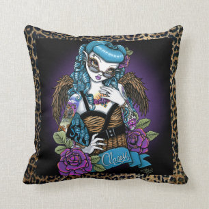 Rockabilly Baby-Tätowierungs-Engels-Wurfs-Kissen Kissen