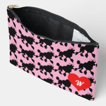 Rockabilly Black Poodles Pink Monogram
