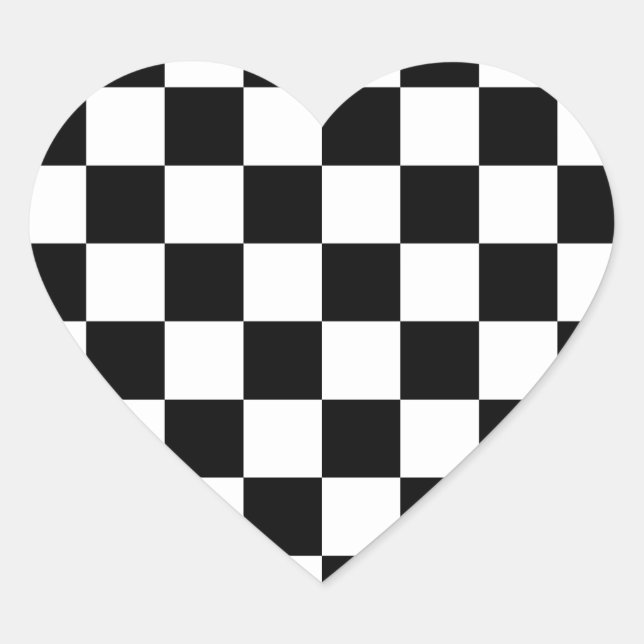 Rockabilly Checkerboard Herz-Aufkleber (Vorderseite)