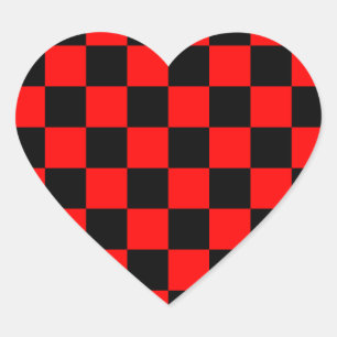 Rockabilly Checkerboard Herz-Aufkleber